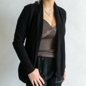 CYRUS Open Front Black Stretch Cardigan Classic Style Jersey Small S Preowned